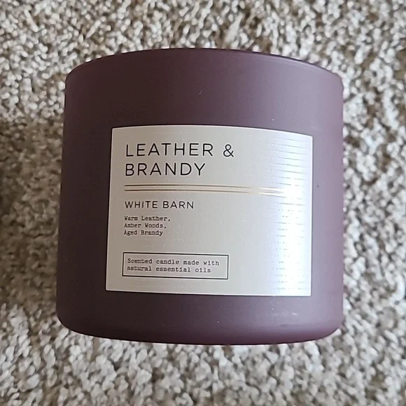 LEATHER & BRANDY 3 Wick Candle Bath And Body Works - Picture 4 of 6